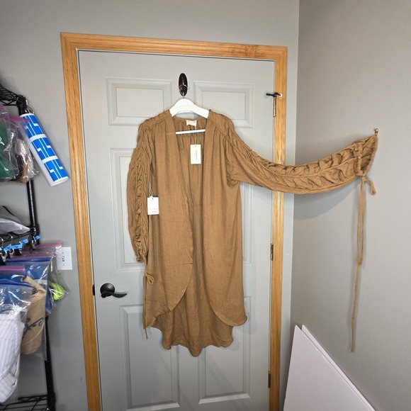 NWT Brandy Joy Joyfolie Camel Brown Flowy Prairie Kimono Duster Lg Cardigan - Picture 5 of 11